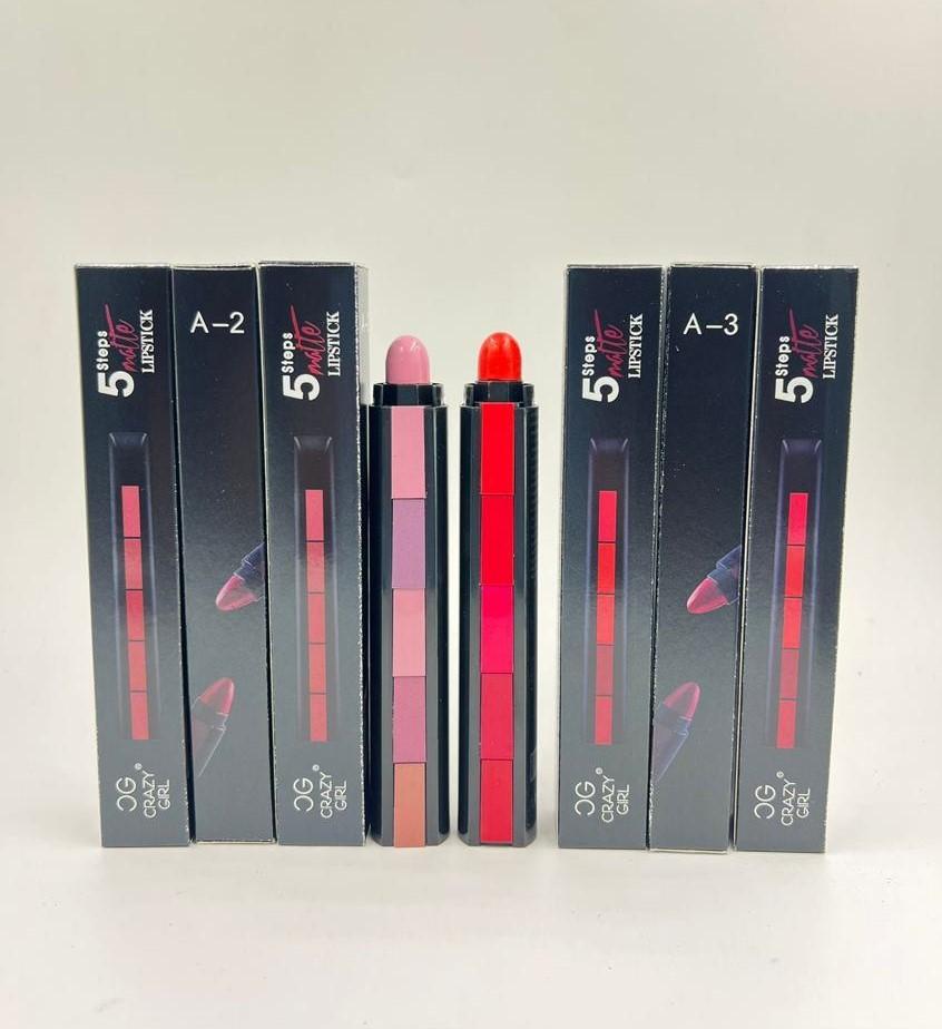 FAB 5 Matte Finish 5 in 1 Lipstick  Pack Of 2
