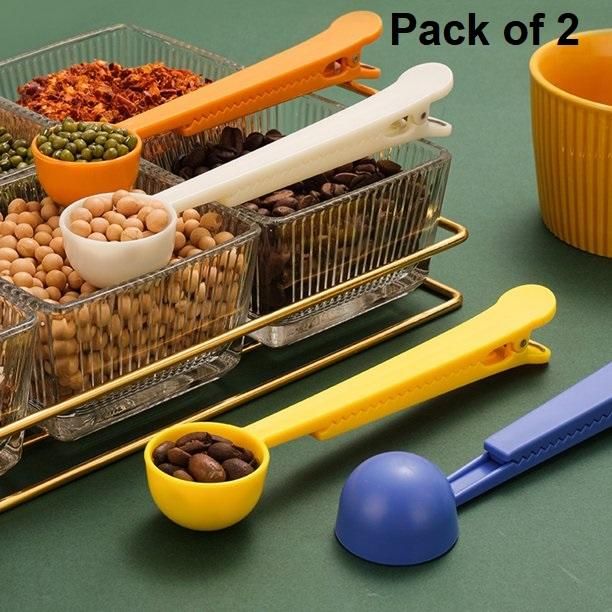 Spoon Clip-Clip Spoon Ergonomic 2-in-1 Plastic Coffee Spoon Sealing Bag Clip Kitchen Tools Buy 1 Get 1