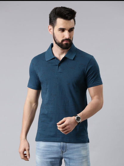 Kryptic Cotton Printed Half Sleeves Mens Polo Neck T-Shirt